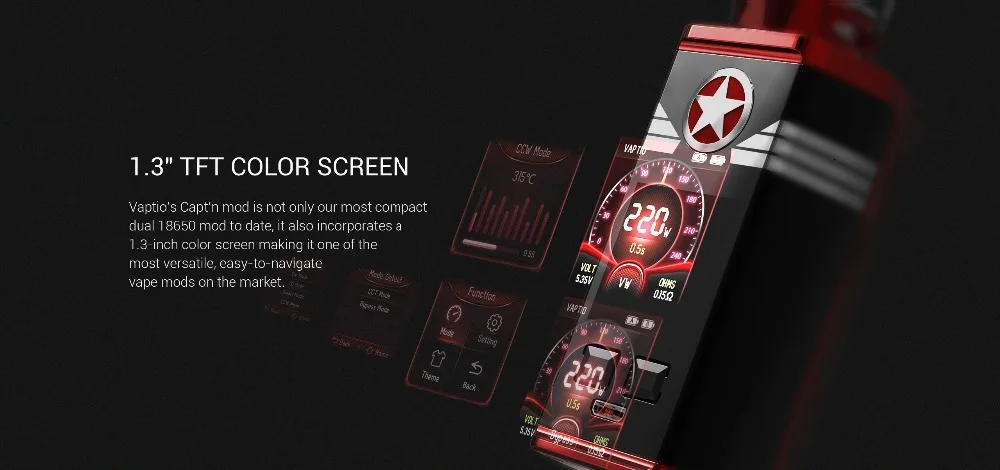 Подарочный Танк Polar Vape 220 Вт коробка мод Vaptio CAPT'N мод для электронных сигарет VW/TC/Smart/CCW/CCT/Bypass мод испаритель