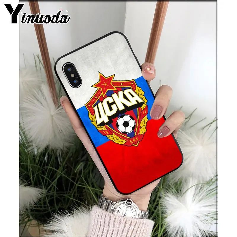 Yinuoda PFC CSKA Москва ТПУ мягкий черный чехол для телефона iPhone 5 5Sx 6 7 7plus 8 8plus X XS MAX