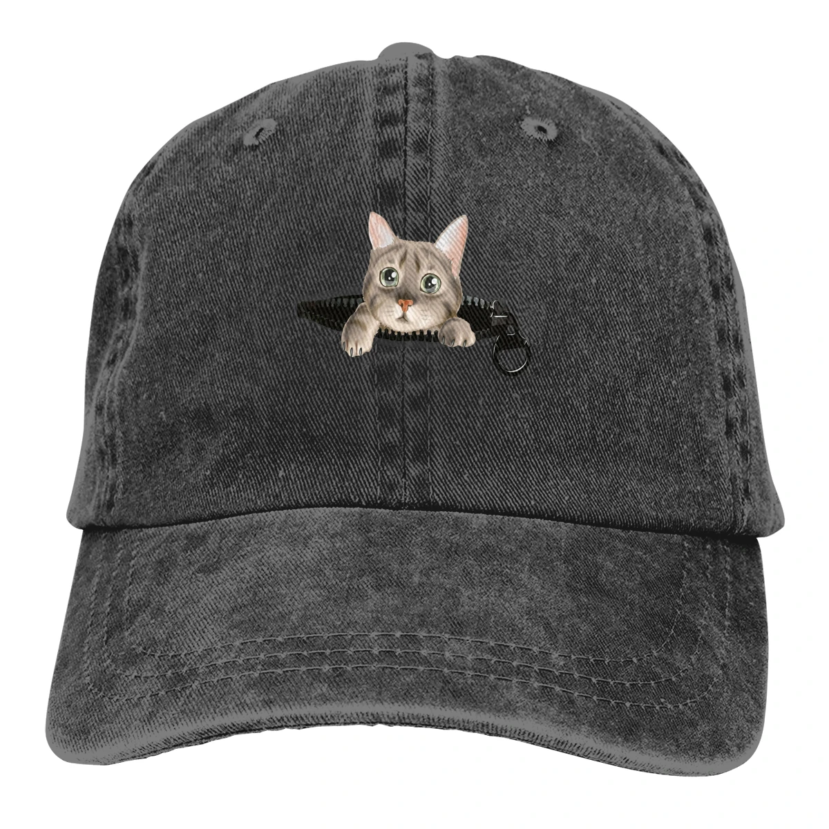 Cute Cat In Zip Pocket Retro Baseball Cap Cowboy Hat Fitted Cap Snapback Hat for Men Women Casual Cap Sun Hat Outdoor Cap