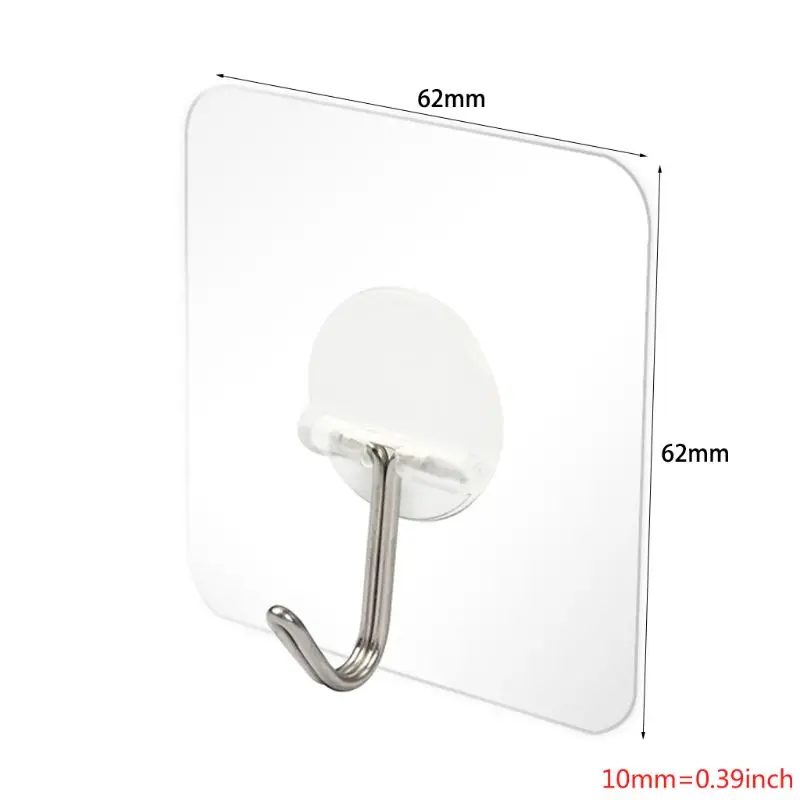 

12 pack Wall Hooks 13lb(Max) Transparent Reusable Seamless Hooks,Waterproof and Oilproof,Bathroom Kitchen Heavy Duty Self Hooks