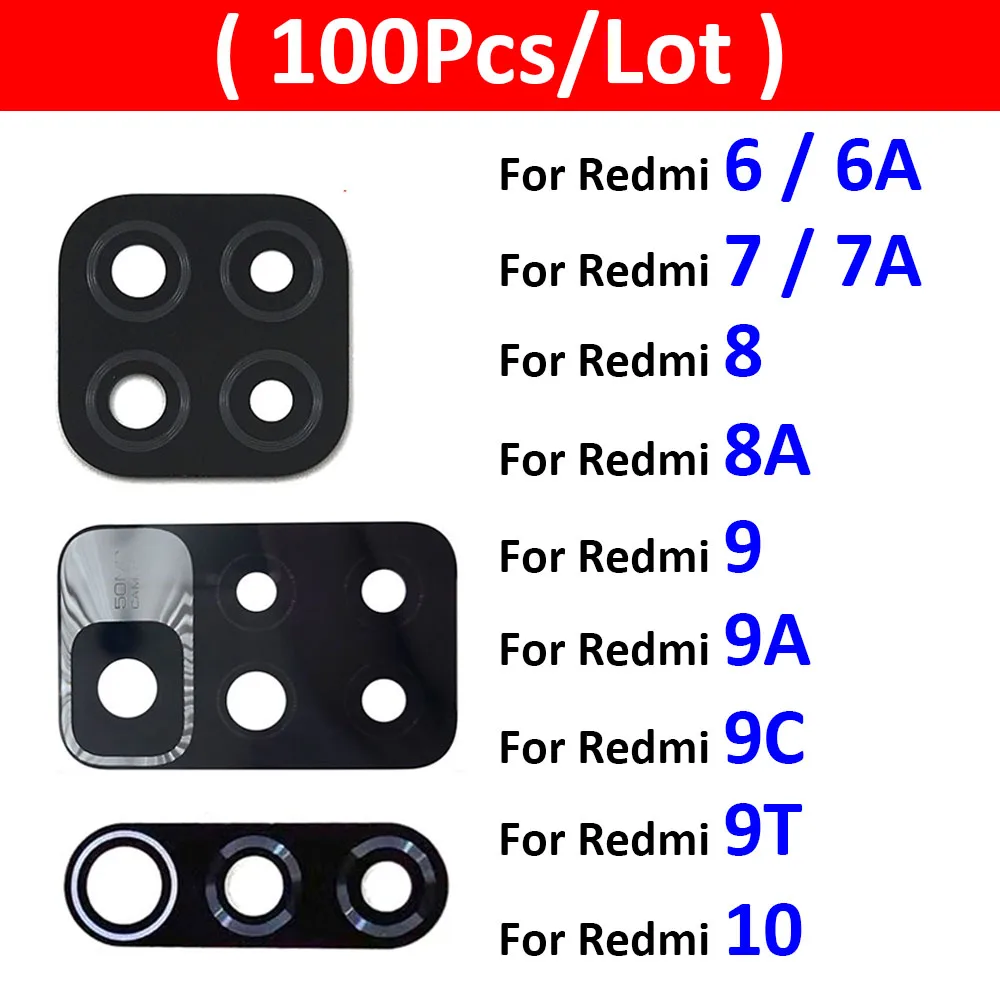 100 шт./партия, стеклянные объективы для камеры Xiaomi Redmi 6 6A 7 7A 8 8A 9 9A 9C 9T 10 10C 10A 12C