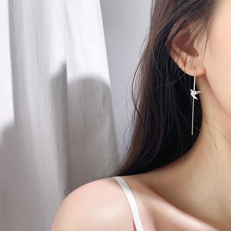 Серьги-подвески женские из серебра 925 пробы с длинной цепочкой | Украшения и