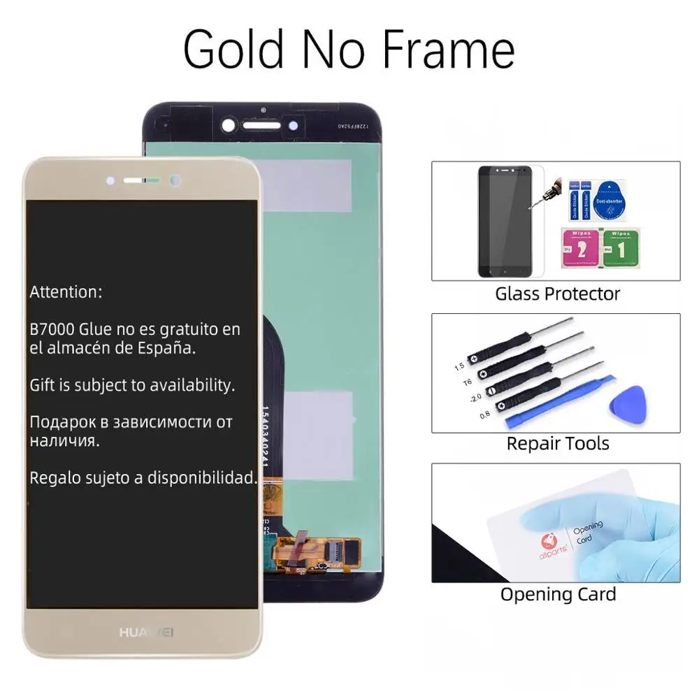 Дисплей для HUAWEI P9 Lite Nova Lite GR3 LCD в сборе с тачскрином на рамке 5.2'' белый золото черный синий - Цвет: No Frame Gold