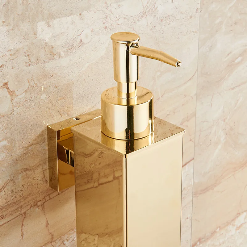 Liquid Soap Dispenser Hand Kitchen Sink Soap Container 304 Stainless Steel Gold Bathroom Shampoo Holder Wall Mounted Bottle