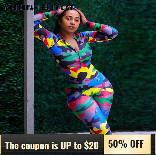 

Sport Suit Women High Waist Camouflage Yoga Pants One-piece Suit Sexy Tight Fitness Clothing Jumpsuit Tracksuit Workout Set