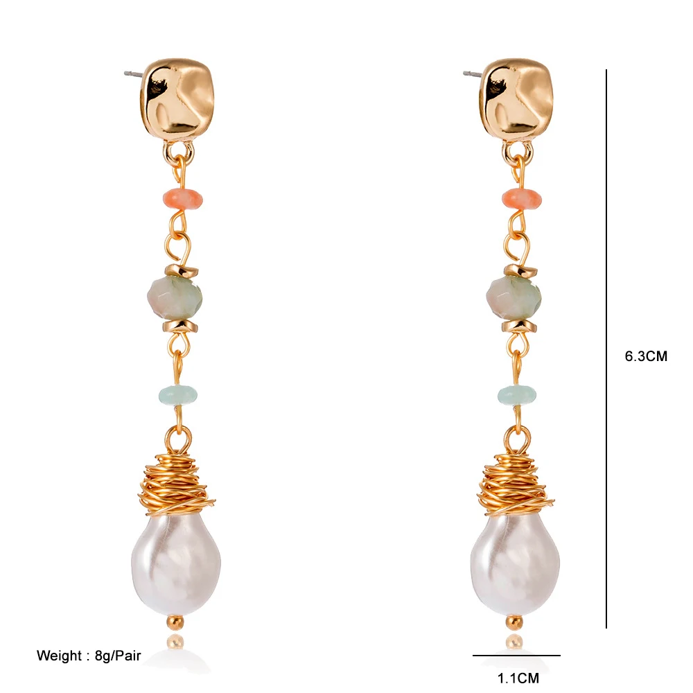 ZYYHAND натуральный барочный жемчужный обруч для женщин золотистого цвета стальная игла ювелирные изделия для девушек Свадебные Роскошные висячие серьги