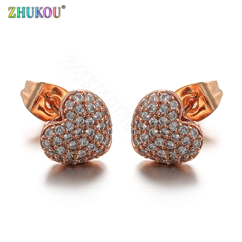 ZHUKOU пара сережек в форме сердца модные милые серьги гвоздики для женщин и девушек