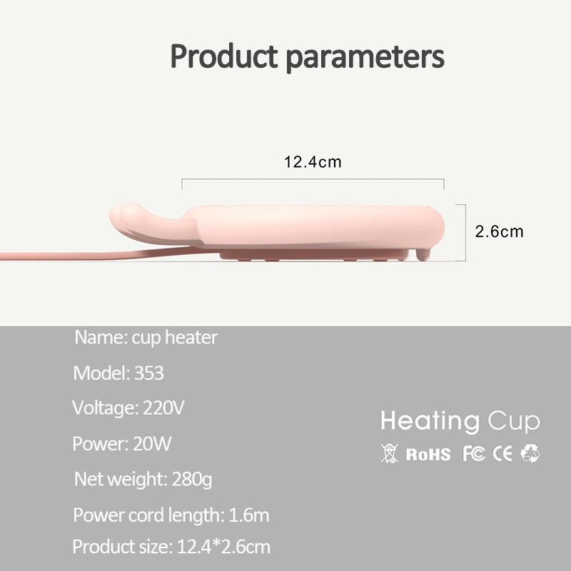 20W Нагревательная подставка для чашек Warmer Pad Hot Plate Smart Thermostatic Coaster Heating Mat for Coffee Milk Tea 3 Gear Temperature Show on.