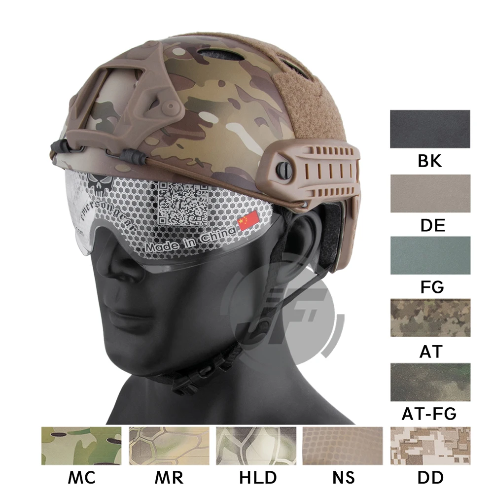 Emerson PJ Type Fast Helmet EmersonGear Tactical Shooting Hunting Bump Jump Goggle w/ Flip-down Visor + NVG Shroud | Спорт и