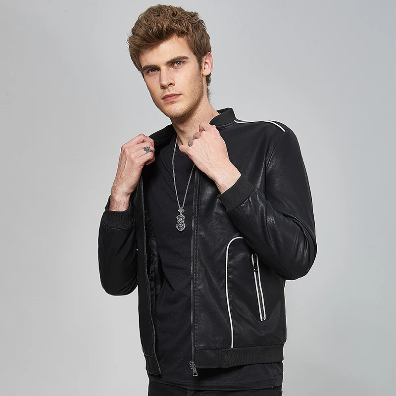 

Nice High Quality Men Leather Jackets Men Stand Collar Coats Male Motorcycle Leather Jacket Casual Slim Fit Male Clothing