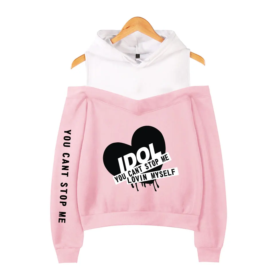 

New Fashion Kpop Bangtan hoody IDOL You Can't Stop Me Love Myself Women's Bangtan Boys Hooded Off-shoulder