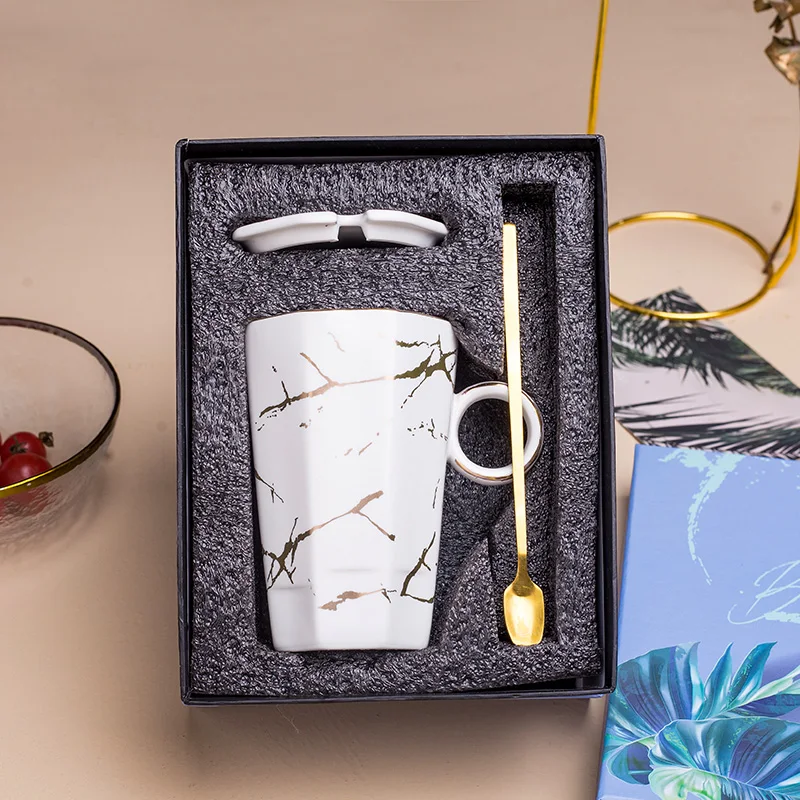 

Shipping Free Creative Fashion Gold Plated Ceramic Mug Coffee Tea Milk Cups high-grade Couples Student Household Birthday Gift