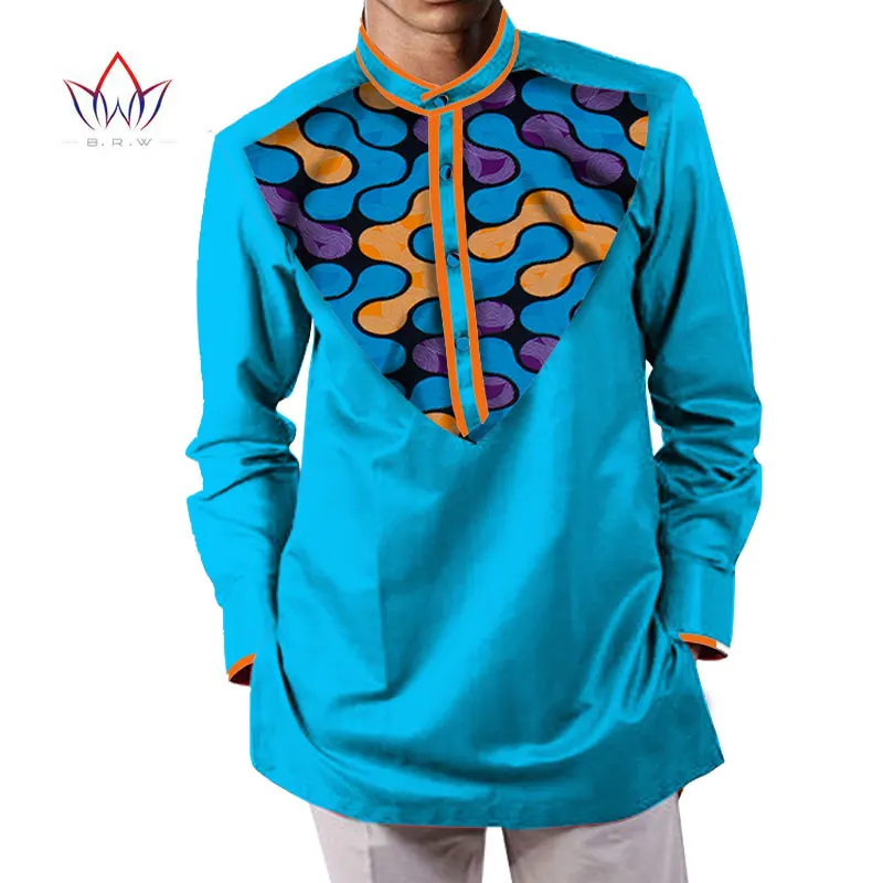 Летняя мужская африканская одежда dashikis camisa masculina батик Печать Топы мужские натуральный хлопок рубашки BRW WYN232