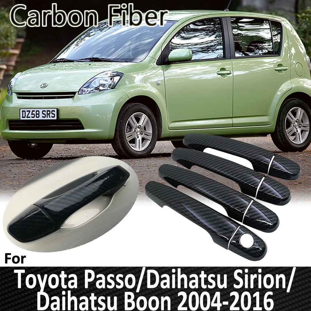 

Black Carbon Fiber for Toyota Passo Daihatsu Sirion Boon M300 M600 2004~2016 2012 2013 2015 Door Handle Cover Car Accessories