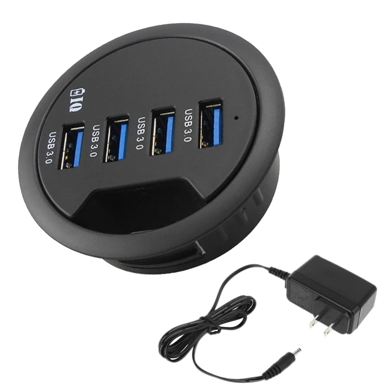 

Mounting In-Desk 4 Ports USB 3.0 Hub Desk Adapter Multi Splitter for Desktop PC 1XCE