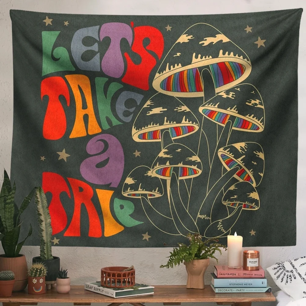 

Mushroom Tapestry Wall Hanging Girls Dorm Room Wall Tapestries Black Quotes Mushrooms Aesthetic Tapestry Psychedelic Wall Decor