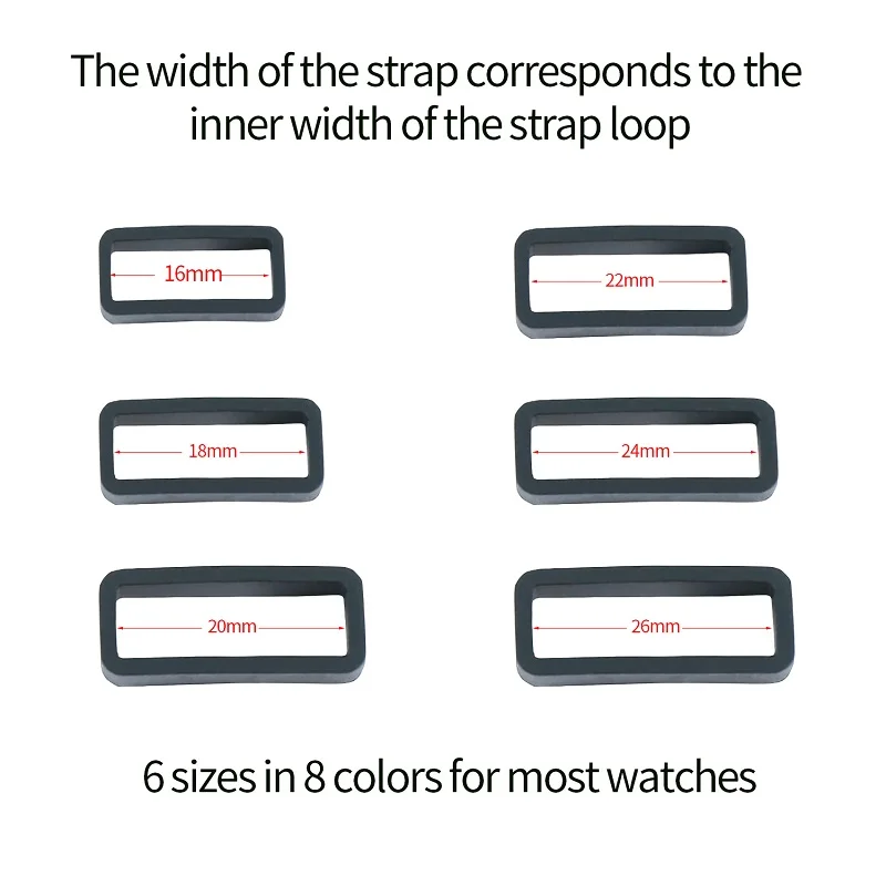 Watchbands Strap Loop ring Silicone Rubber Watch Bands Holder Locker Wrist Watch Accessorie 14 16 18 20 22 24 26mm(2 packs
