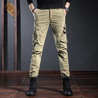 autumn new khaki cargo pants men military tactical many pockets korean streetwear casual cotton baggy trousers