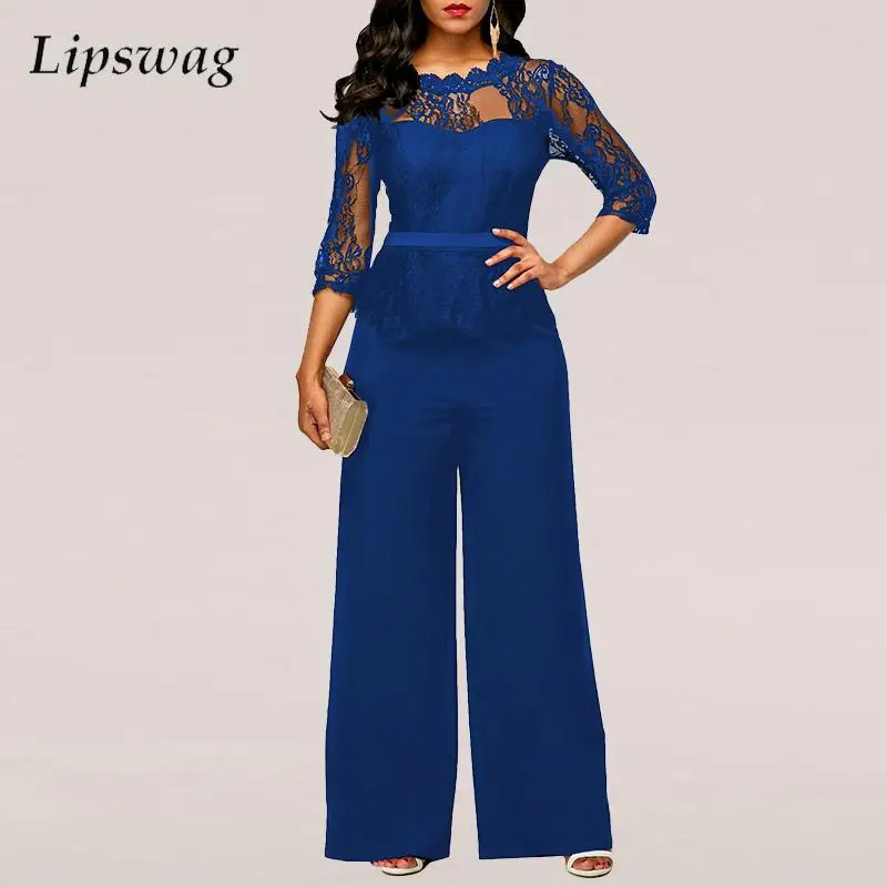 

Женский офисный элегантный однотонный комбинезон, Новый Модный повседневный темпераментный комбинезон, осенний сексуальный кружевной ком...