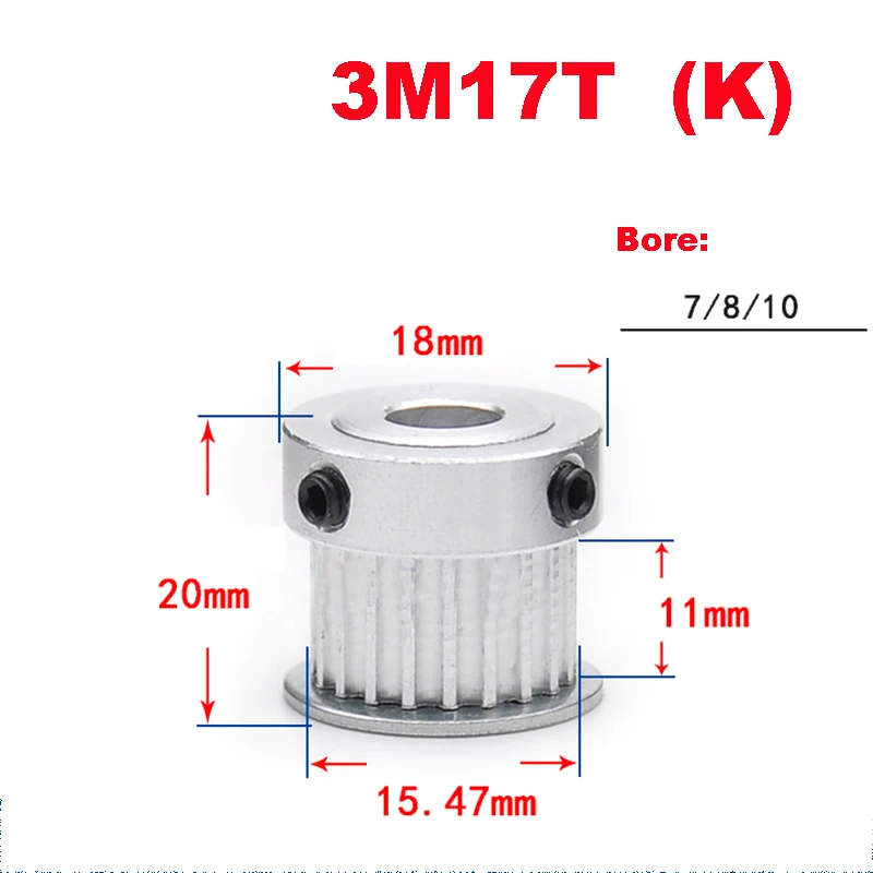 Синхронное колесо 3M17T 20T с шаговым зубчатым шкивом готовое отверстие ремень