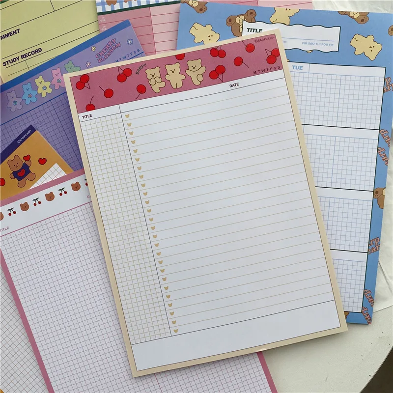 Ins корейский мультяшный медведь B5 блокнот для студентов обучающий план список