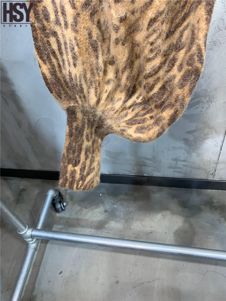 【HSY】2019 осень зима новый ретро женский сеялка Леопардовый принт трехмерный