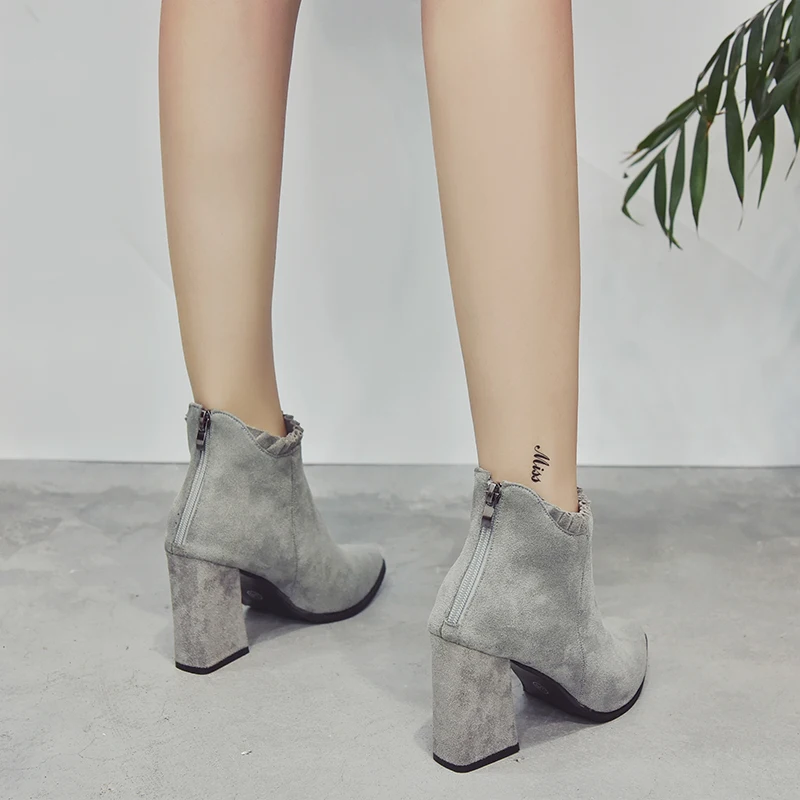 Женские ботинки ботильоны 2018 г. зимняя женская обувь женские на высоком каблуке