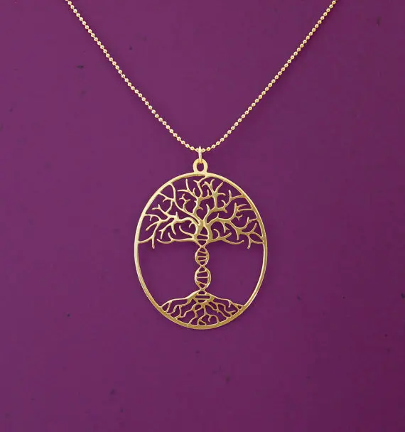 Прямая поставка ожерелье с деревом жизни ДНК багажником посеребренное модные