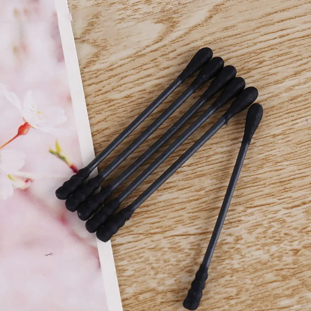 200 шт. одноразовый ватный тампон спиральный очиститель ушей черные двойные