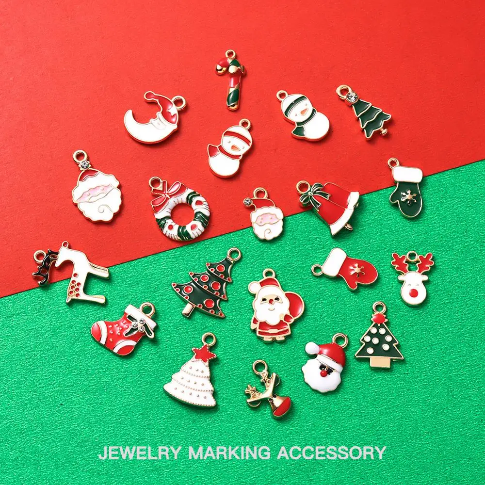 

20PCS Christmas Charms For Necklace Bracelet Pendants Santa Claus DIY Accessories For Keychain Pendant