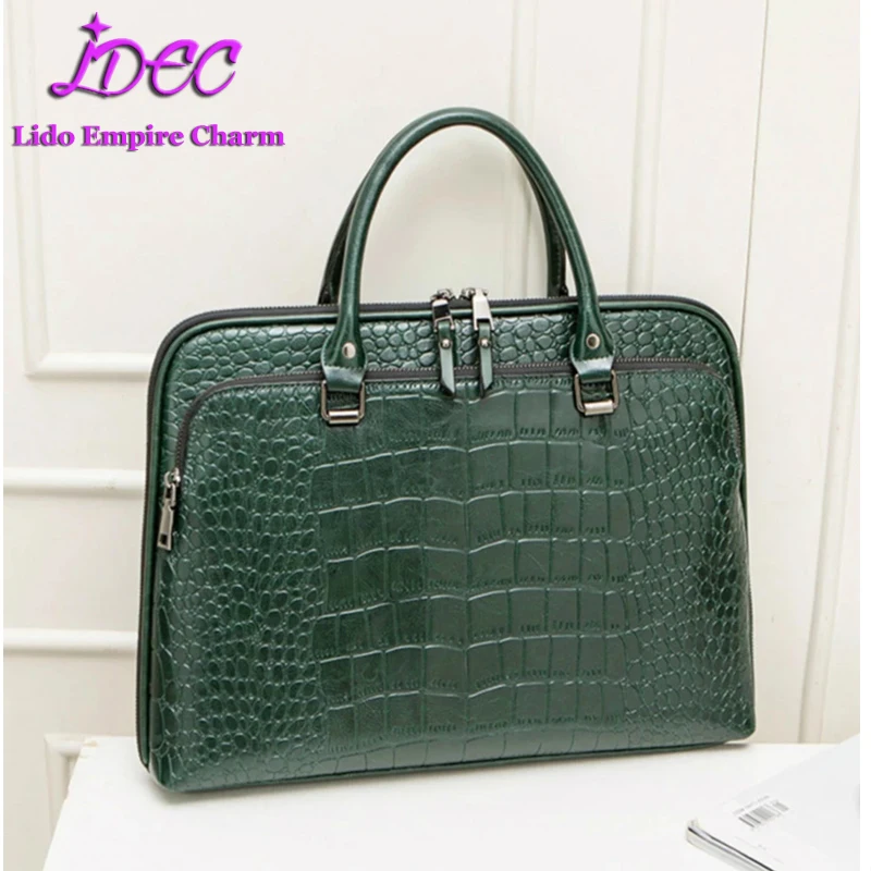 

Fashion Women's Leather Briefcase For 14.1 Inch Laptop Handbag 2021 Girls Shoulder Bags Woman Work Office Leather Handbags