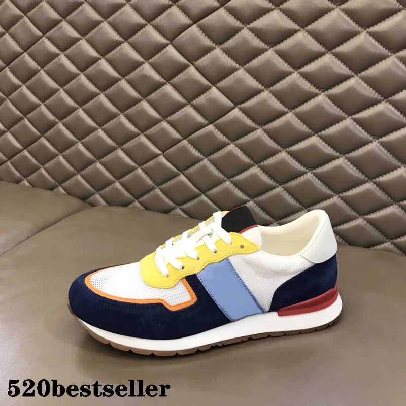 

Men's Casual trainers flat shoes sneakers low top leather patchwork Lace up white Run Away shoes Luxury Designers Brand