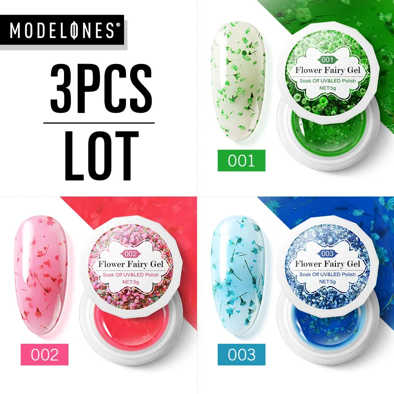 Гель краска для ногтей Modelones 3 шт./лот гель сушеных цветов клей дизайна сделай сам