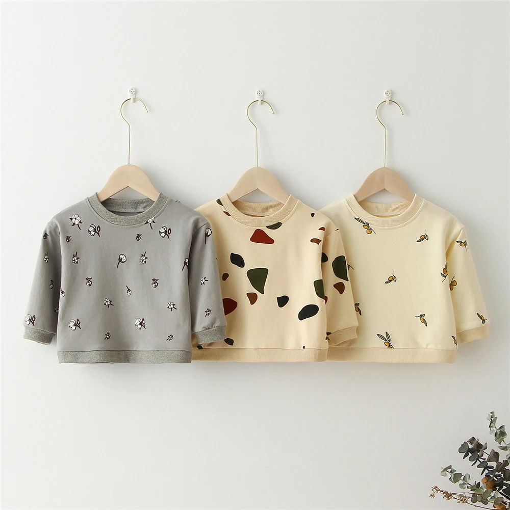 

Свитшот с длинным рукавом и штаны для мальчиков и девочек, Повседневный хлопковый пуловер, свитшот на осень и весну, комплекты детской одежд...