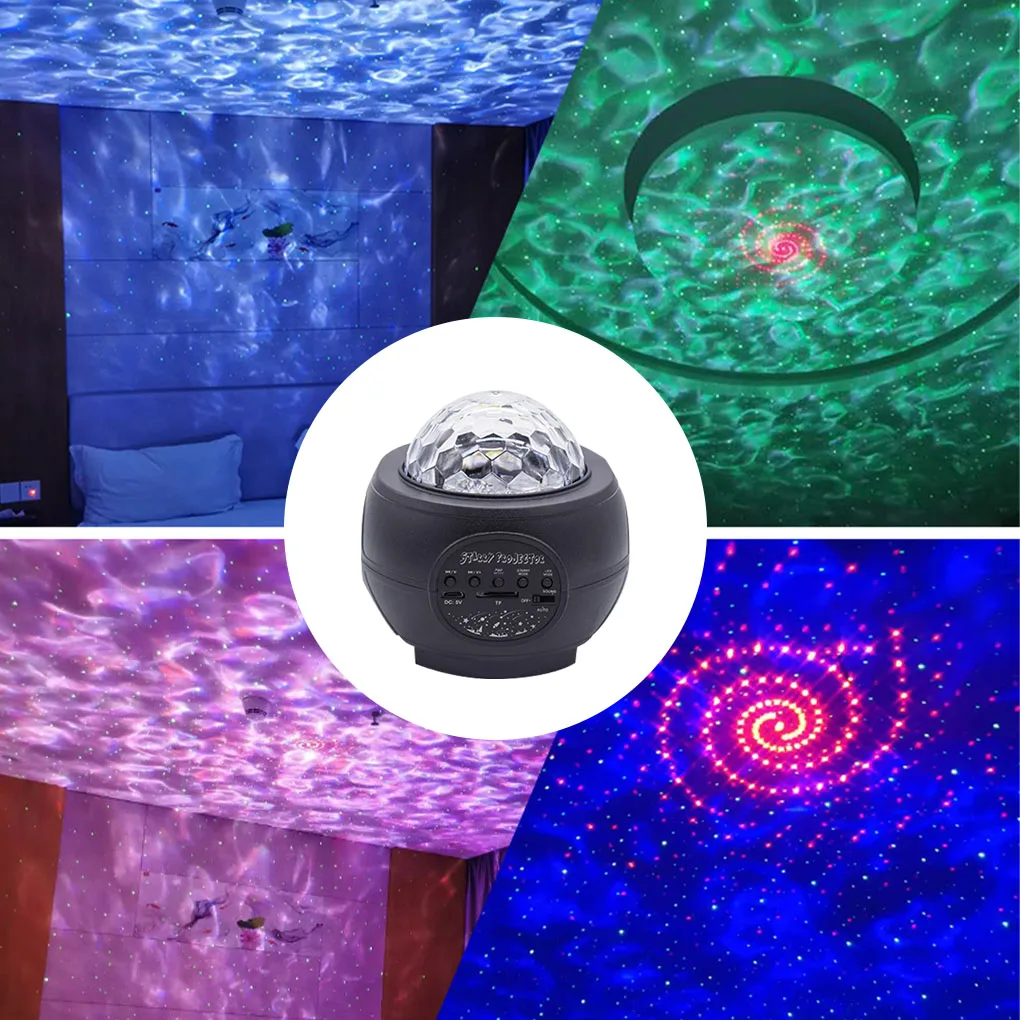 Цветной светодиодный проектор Звезды вращающийся ночник океанских волн Bluetooth