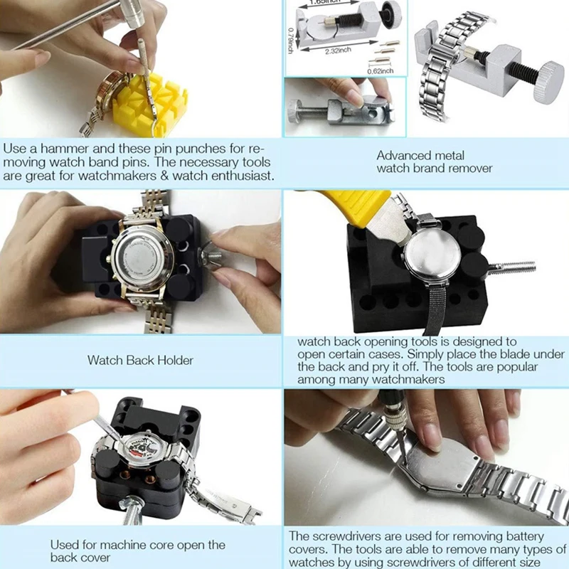 

150 Pieces Watch Repair Tool Kit Watch Link Pin Remover Shell Opener Spring Bar Remover Watch Battery Replacement Strap Needle T