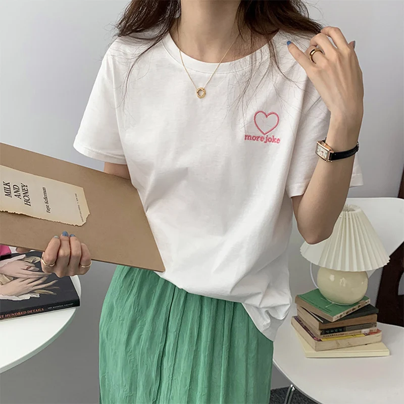 

Summer Tops Women Clothing Casual T-shirts Women Cropped Tops O-Neck Short Sleeves Blouse Cotton Harajuku Femme