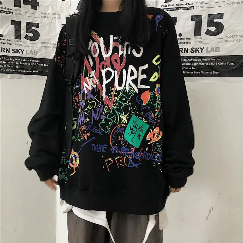 

Autumn Women oversized Sweatshirts ricard essentials hoodie Print O-Neck Loose Clothes Female Harajuku Pullovers Kawaii Y2k Tops