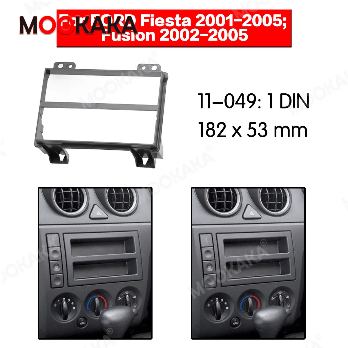 

Рама для автомобильного радио Mookaka 1Din для FORD Fiesta 2001-2005; Fusion 2002 комплект стереопроигрывателя с креплением на приборную панель
