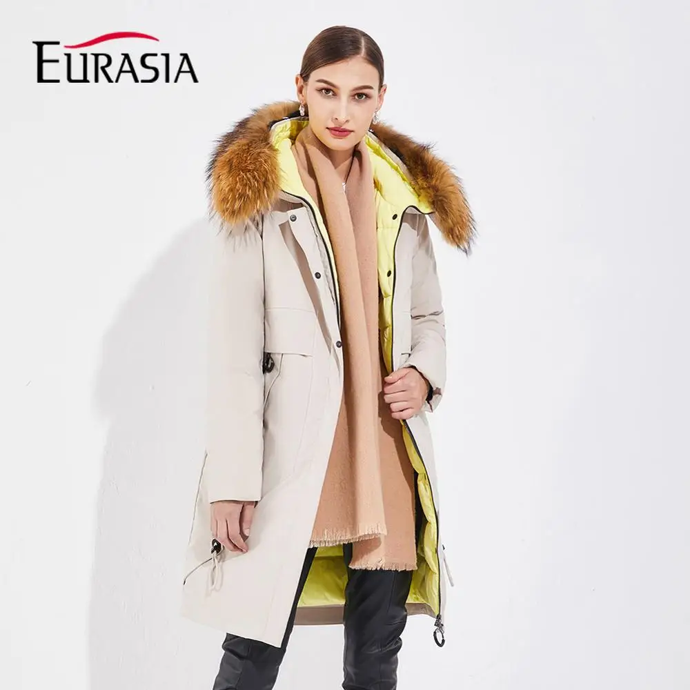 EURASIA 2019 Новый Длинный Женский Зимняя Куртка Полная Верхняя Одежда Ветрозащитный