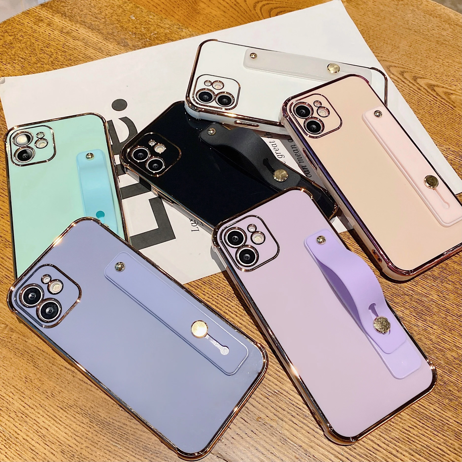 Металлическая окантовка наручный ремешок к чехлу для iPhone 12 11 Pro Max 8 плюс сплошной