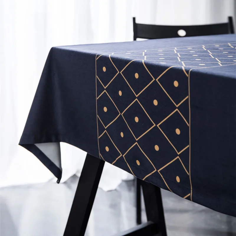 

Free Shipping Blue Tablecloth Gold Dots Table Cover Mantel De Mesa Multifunction Printed Cloth Nappe Centrini Moderni Obrus