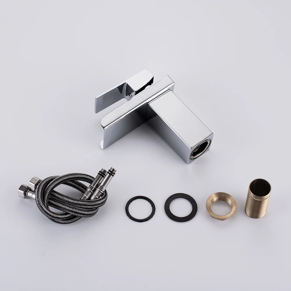 Хромированный смеситель Водопад для ванной комнаты кран раковины с креплением