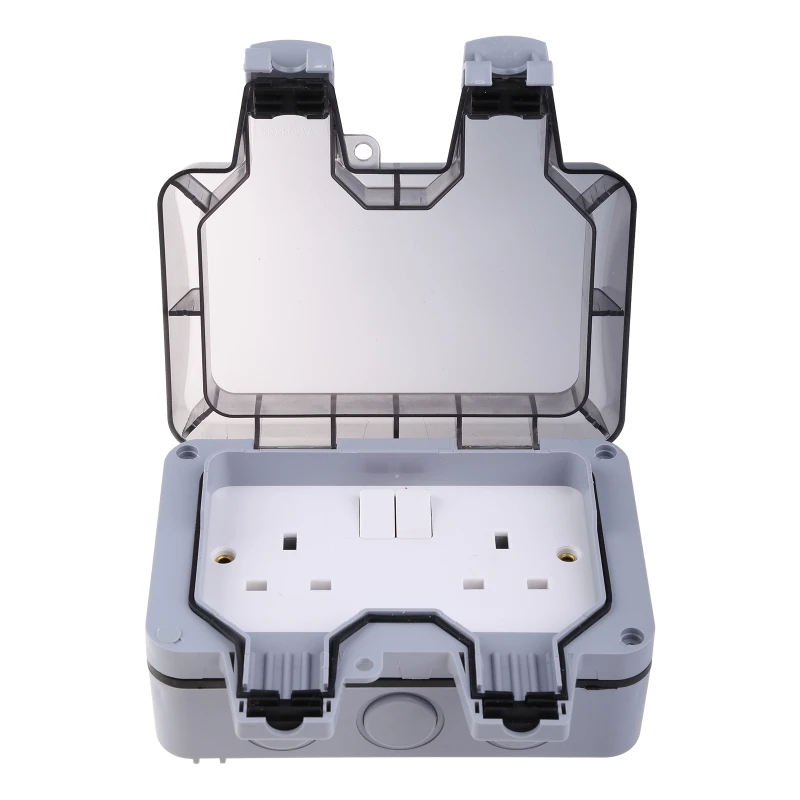 

UK/EU Plug Electrical Wall Socket Outdoor Waterproof Replaceable Switch Dust-proof Power Outlet for Garden Courtyard