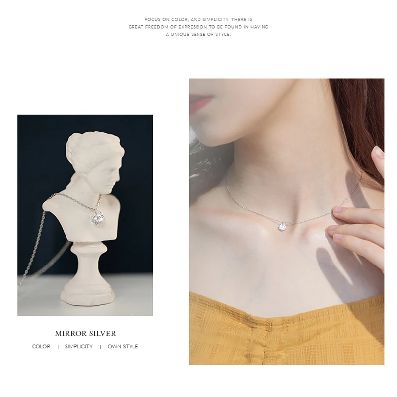 Модная Милая цепочка-чокер из стерлингового серебра 925 пробы с кубическим