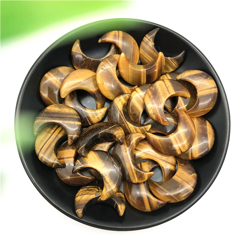 

1pc Natural Yellow Tiger Eye Stone Moon Shaped Gemstone Healing Crystal Specimen Polished Stones Natural Stones and Minerals