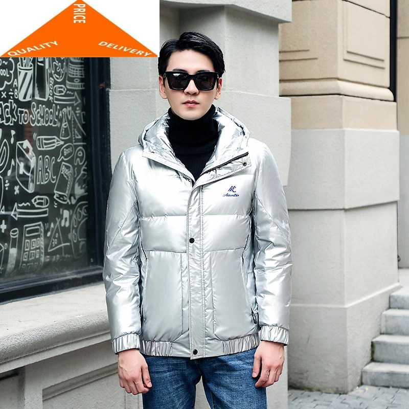 

Warm Male Thick Jacket Men Coat Winter Light White Duck Down Jackets Short Hooded Outwear AM2278