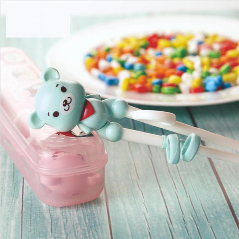 Обучающие палочки для еды 1 пара милых розовых/синих палочек китайские | Дом и сад