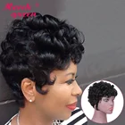Marchqueen, короткая стрижка пикси парики из натуральных волос для черный Для женщин человеческих волос кудрявые бразильские летние коричневые парики Full фабричного производства париков
