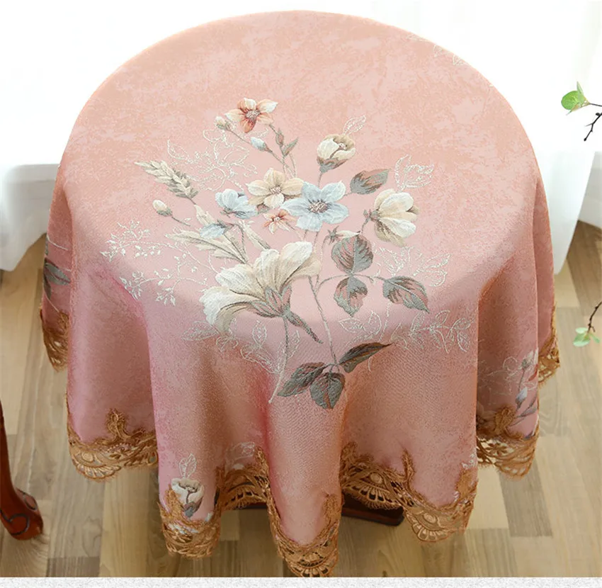 Pink Кружевное Искусство Цветы круглая скатерть Европейская прямоугольная скатерть свадебное украшение кухонные аксессуары для дома скатерть - Цвет: Pink